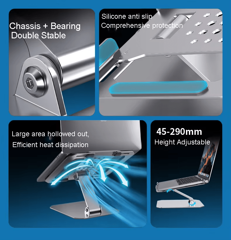 iDock Ergonomic Portable Height Angle Adjustable Notebook Stand Laptop Riser Holder - iDock Laptopstand