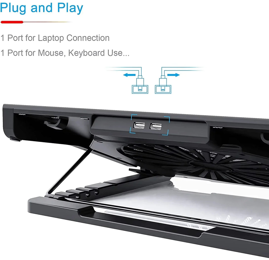 iDock Ergonomic RGB Laptop Cooling Pad for 17 - 20 Inch Notebook with One Fan Heavy Cooling Pad and Two USB Ports - iDock Laptopstand