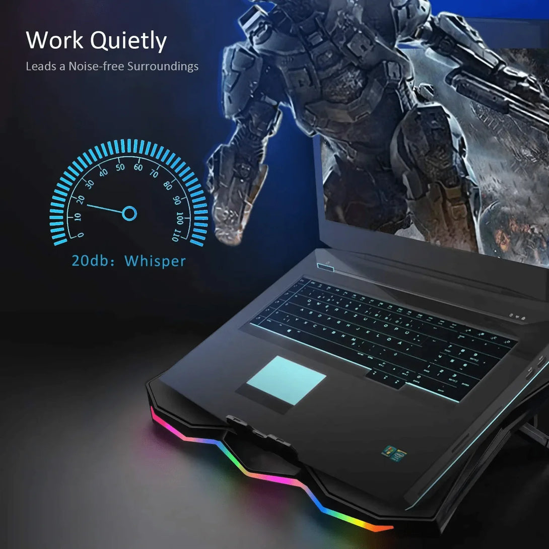 iDock Ergonomic Stable Gaming Laptop Cooler with RGB Height Adjustable with 2 USB HUB and Fan Laptop Cooling Pad - iDock Laptopstand