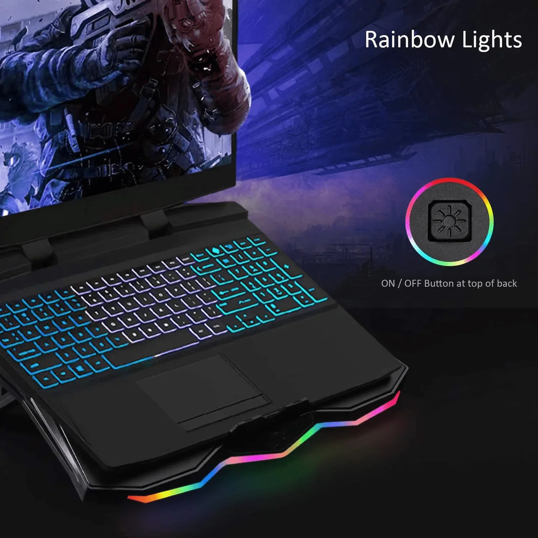 iDock Ergonomic Stable Gaming Laptop Cooler with RGB Height Adjustable with 2 USB HUB and Fan Laptop Cooling Pad - iDock Laptopstand
