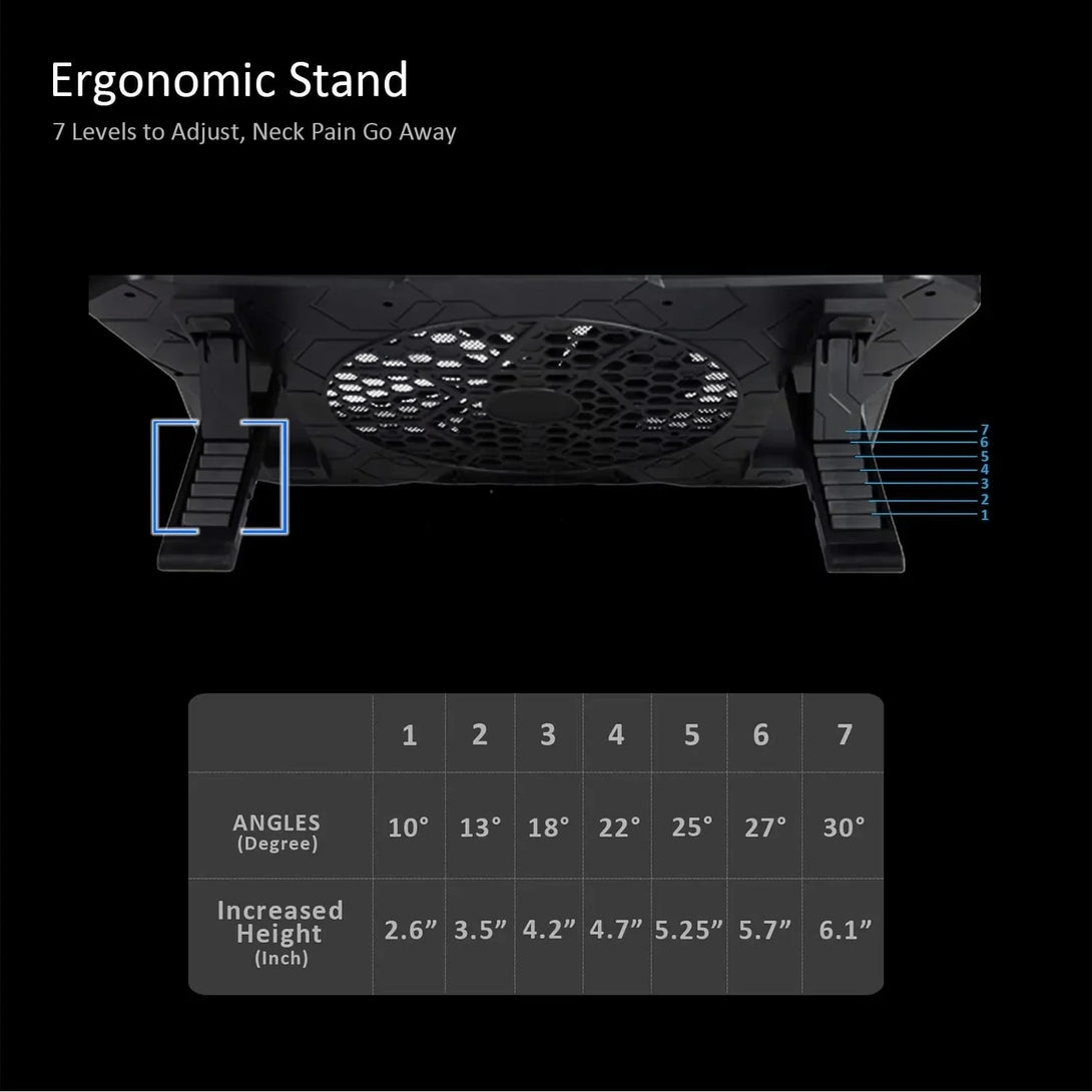 iDock Ergonomic Stable Gaming Laptop Cooler with RGB Height Adjustable with 2 USB HUB and Fan Laptop Cooling Pad - iDock Laptopstand