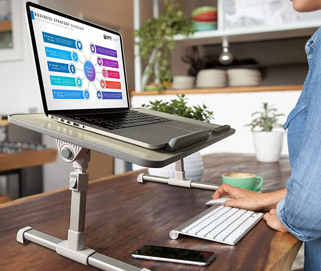 iDock Folding Multi - angle Adjustable Foldable Portable MDF Wood Home Office Bed Computer Laptop Lap Tray Desk Table with Fan - iDock Laptopstand