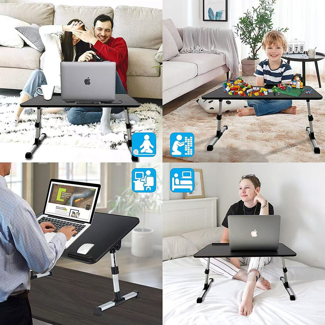 iDock Folding Multi - angle Adjustable Foldable Portable MDF Wood Home Office Bed Computer Laptop Lap Tray Desk Table with Fan - iDock Laptopstand