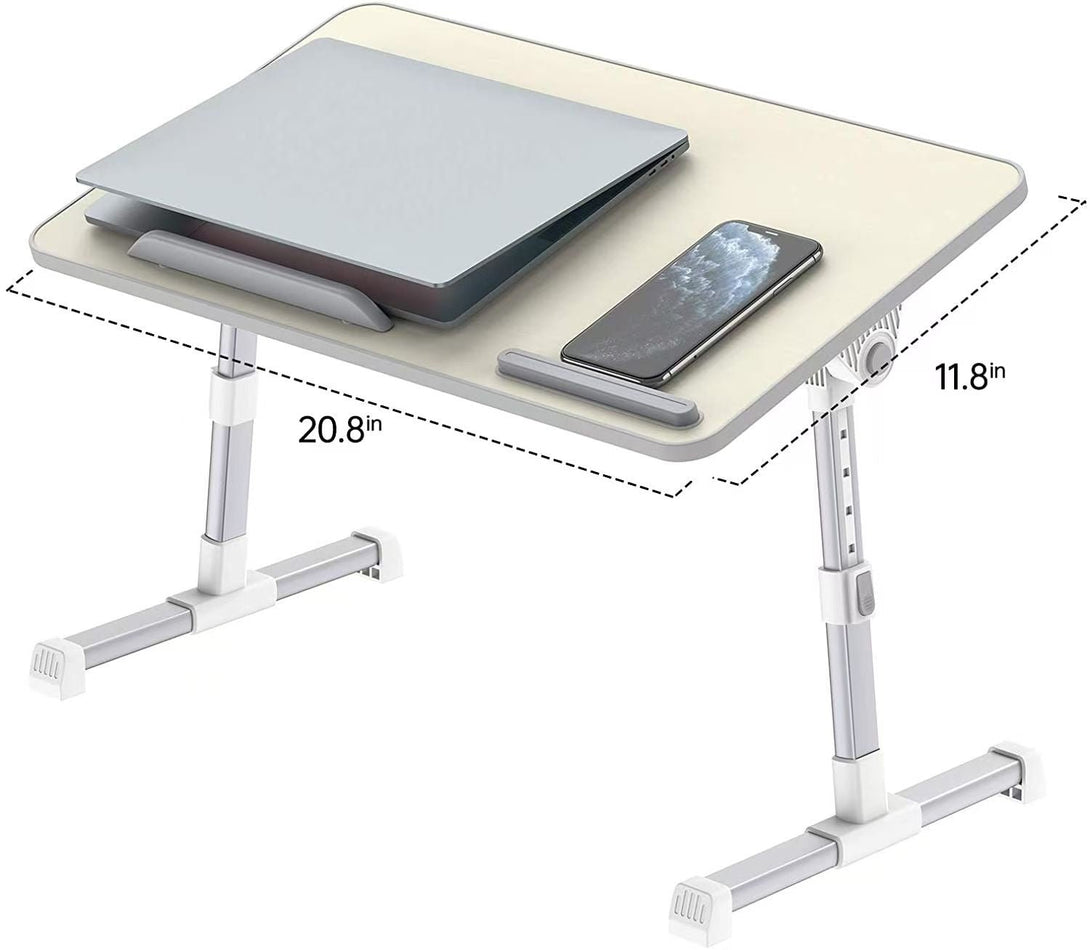 iDock Folding Multi - angle Adjustable Foldable Portable MDF Wood Home Office Bed Computer Laptop Lap Tray Desk Table with Fan - iDock Laptopstand