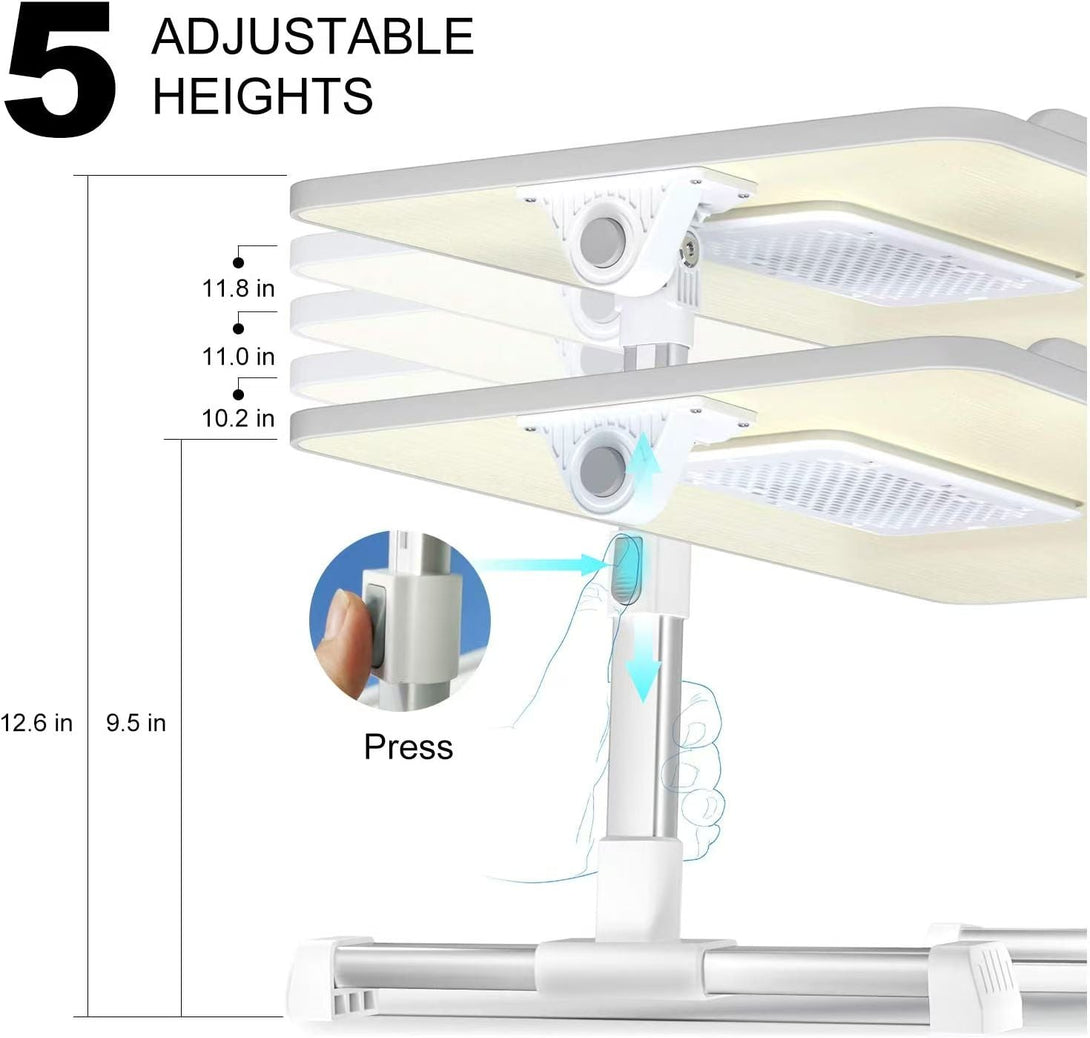 iDock Folding Multi - angle Adjustable Foldable Portable MDF Wood Home Office Bed Computer Laptop Lap Tray Desk Table with Fan - iDock Laptopstand