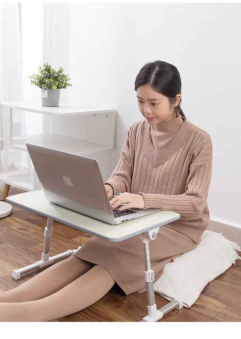 iDock Folding Multi - angle Adjustable Foldable Portable MDF Wood Home Office Bed Computer Laptop Lap Tray Desk Table with Fan - iDock Laptopstand