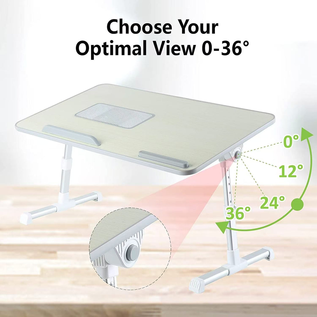 iDock Folding Multi - angle Adjustable Foldable Portable MDF Wood Home Office Bed Computer Laptop Lap Tray Desk Table with Fan - iDock Laptopstand