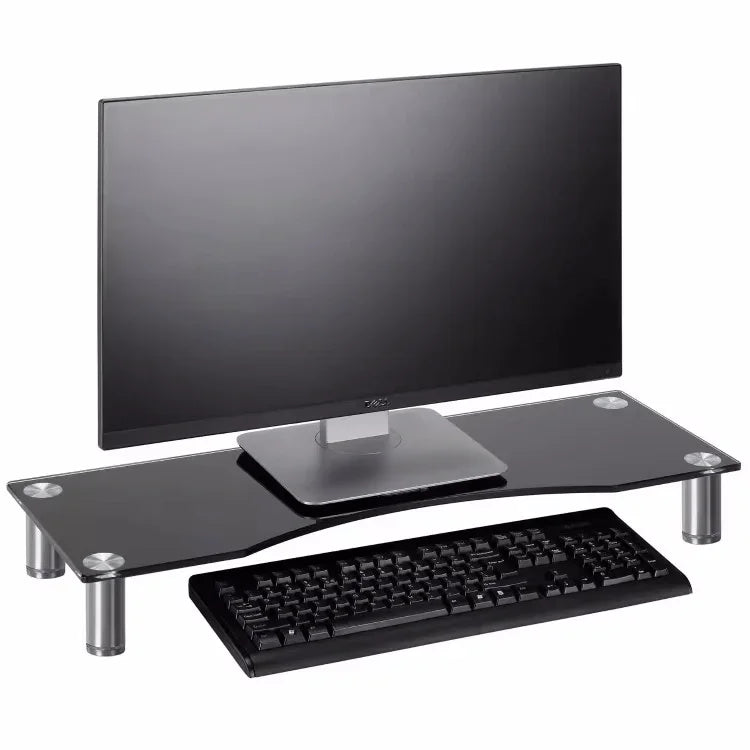 iDock Glass Monitor Stand Adjustable Height Multiple Screen Riser for PC Monitors Computers and Laptops - iDock Laptopstand