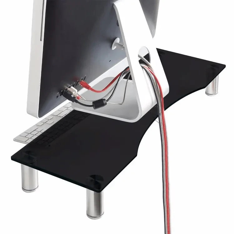 iDock Glass Monitor Stand Adjustable Height Multiple Screen Riser for PC Monitors Computers and Laptops - iDock Laptopstand