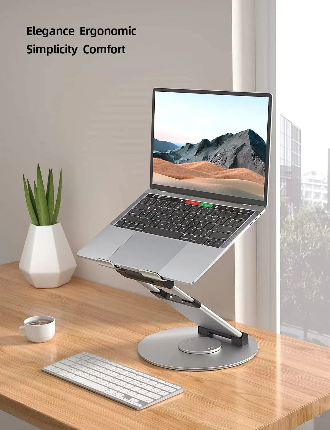 iDock Height Angle Adjustable Ergonomic Desk Sit to Stand pull out design aluminum 360 rotating laptop stand - iDock Laptopstand
