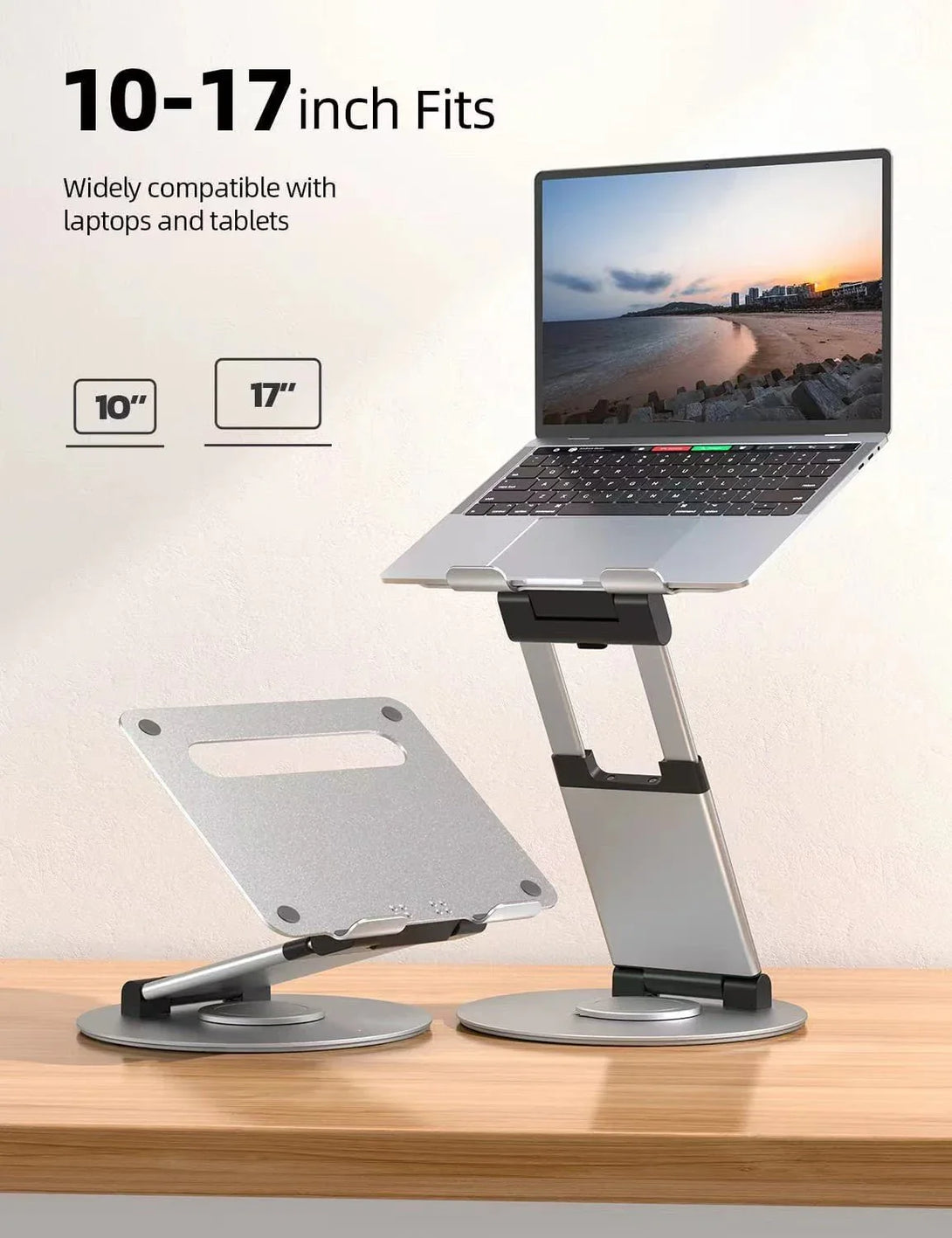 iDock Height Angle Adjustable Ergonomic Desk Sit to Stand pull out design aluminum 360 rotating laptop stand - iDock Laptopstand