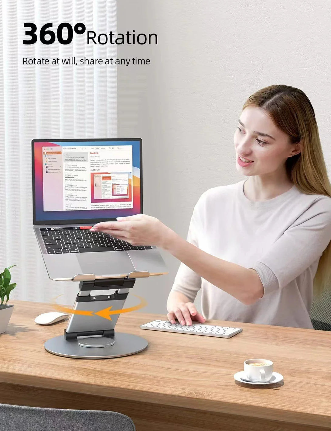 iDock Height Angle Adjustable Ergonomic Desk Sit to Stand pull out design aluminum 360 rotating laptop stand - iDock Laptopstand