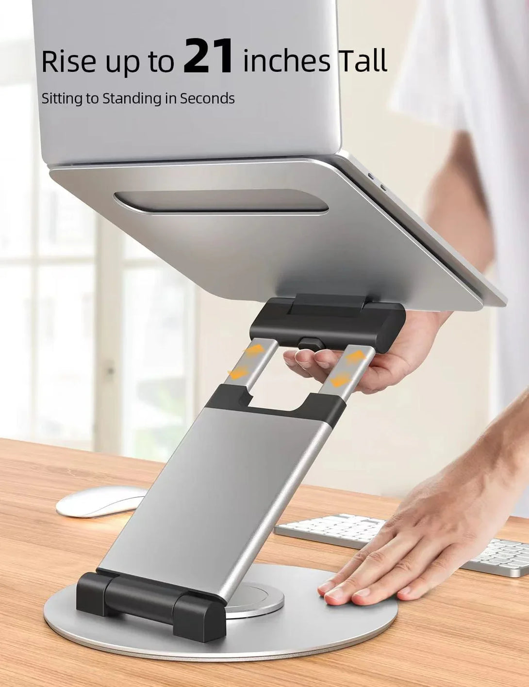 iDock Height Angle Adjustable Ergonomic Desk Sit to Stand pull out design aluminum 360 rotating laptop stand - iDock Laptopstand
