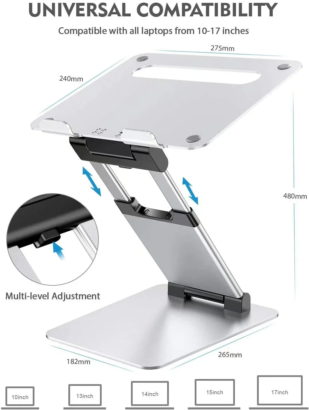 iDock Height Angle Adjustable Ergonomic Sit to Stand Laptop Holder Convertor Aluminum Laptop Stand - iDock Laptopstand