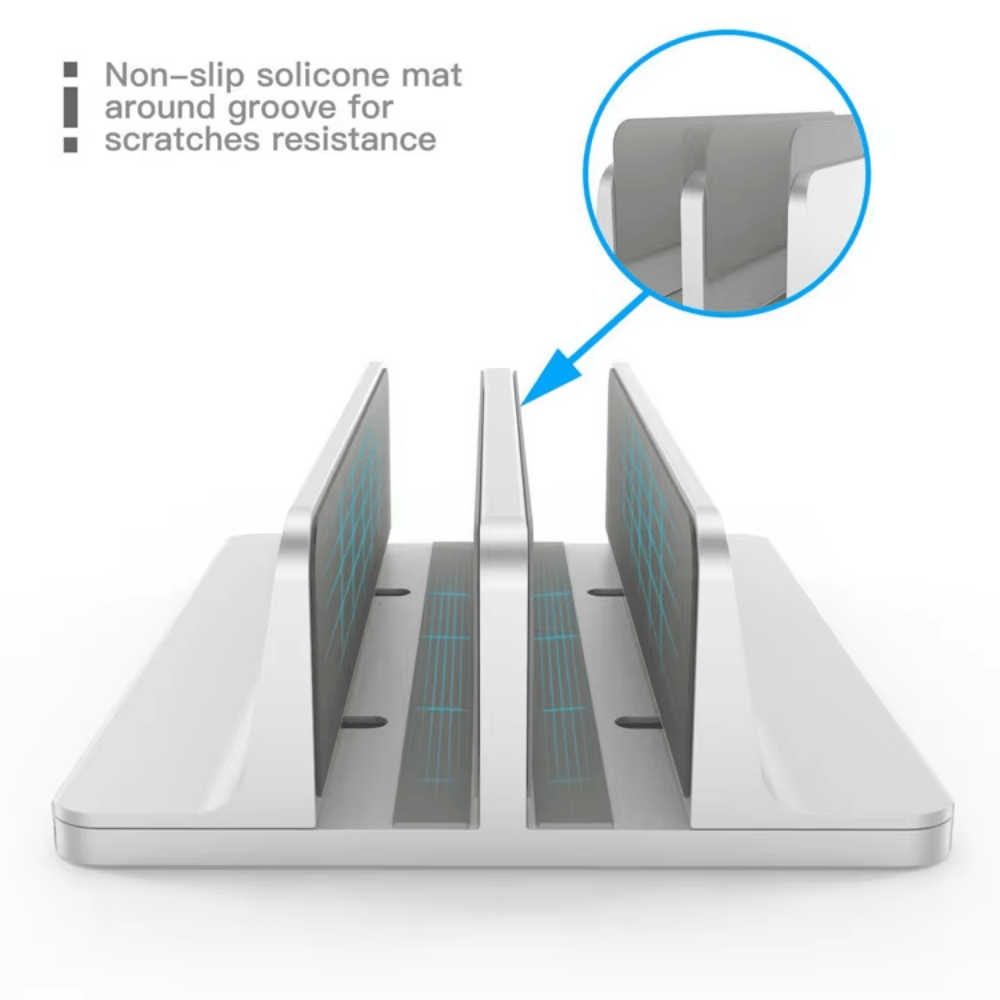 iDock High Quality Aluminum Width Adjustable Black Double Vertical Laptop Stand - iDock Laptopstand