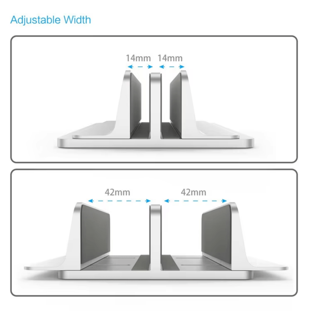 iDock High Quality Aluminum Width Adjustable Black Double Vertical Laptop Stand - iDock Laptopstand