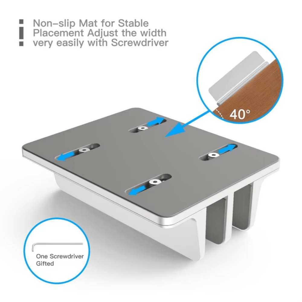 iDock High Quality Aluminum Width Adjustable Black Double Vertical Laptop Stand - iDock Laptopstand
