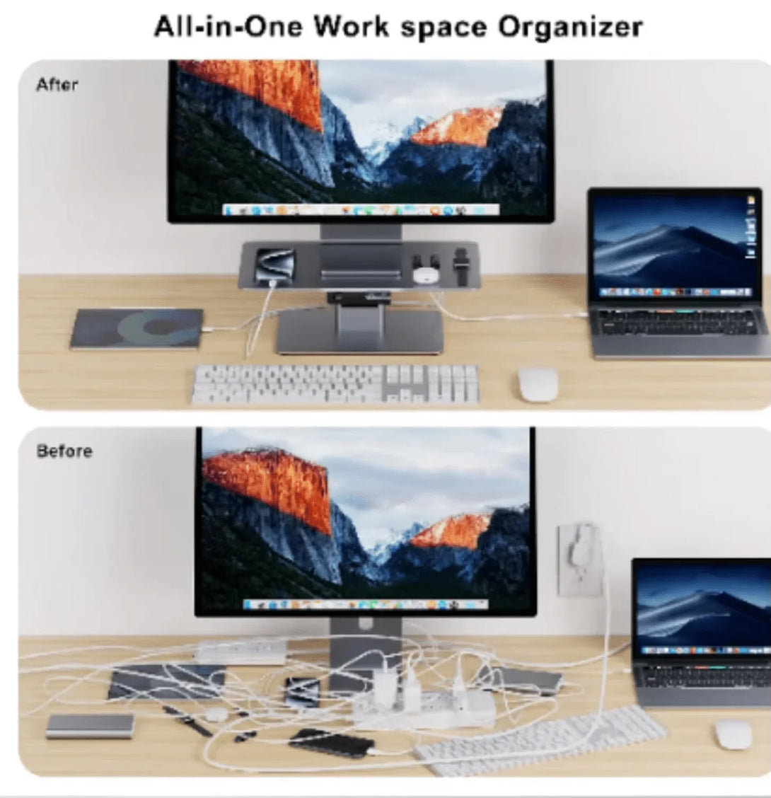 iDock Home Office Desktop Adjustable Gaming Lights Computer LED Monitor Riser Stand with USB HUB - iDock Laptopstand