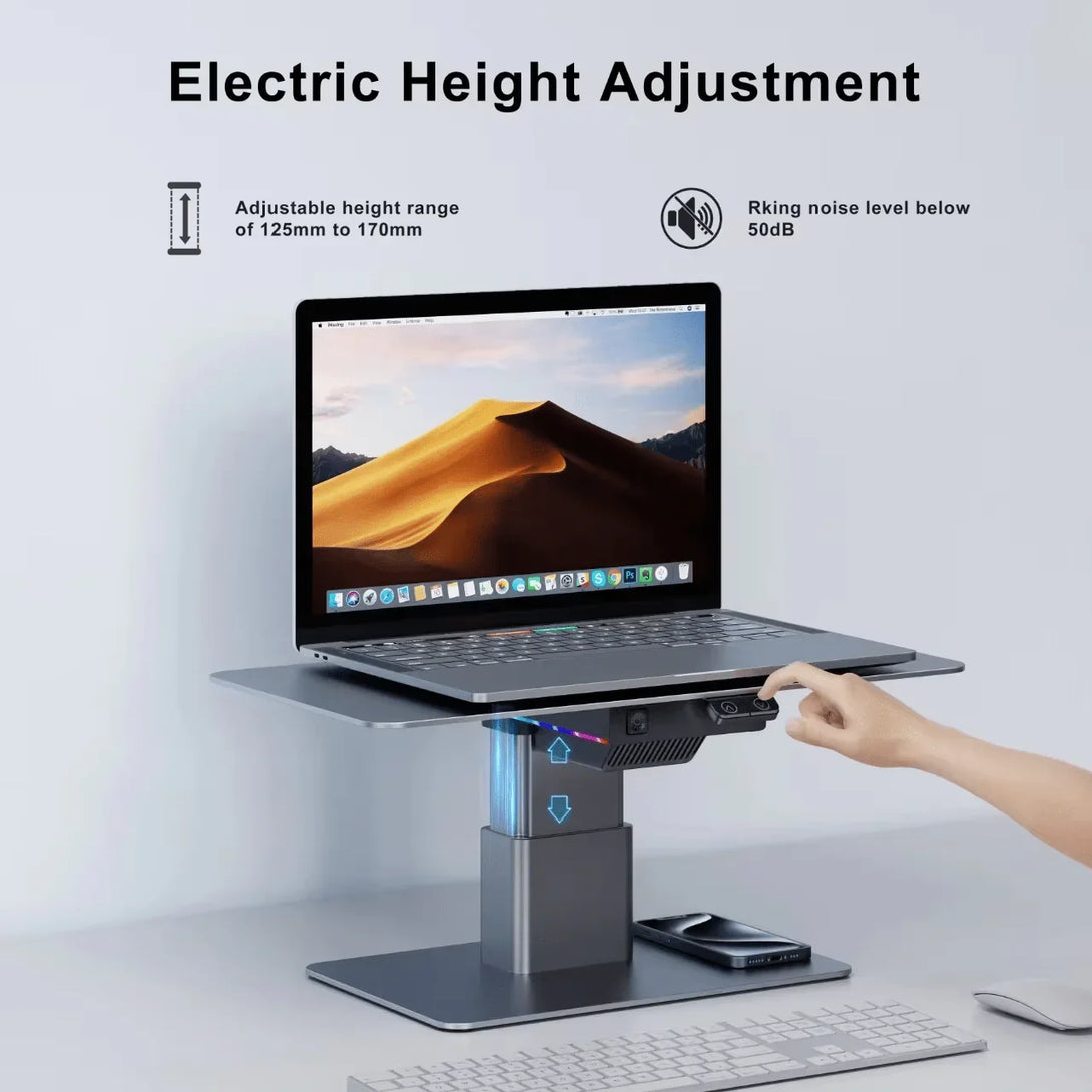 iDock Home Office Desktop Adjustable Gaming Lights Computer LED Monitor Riser Stand with USB HUB - iDock Laptopstand
