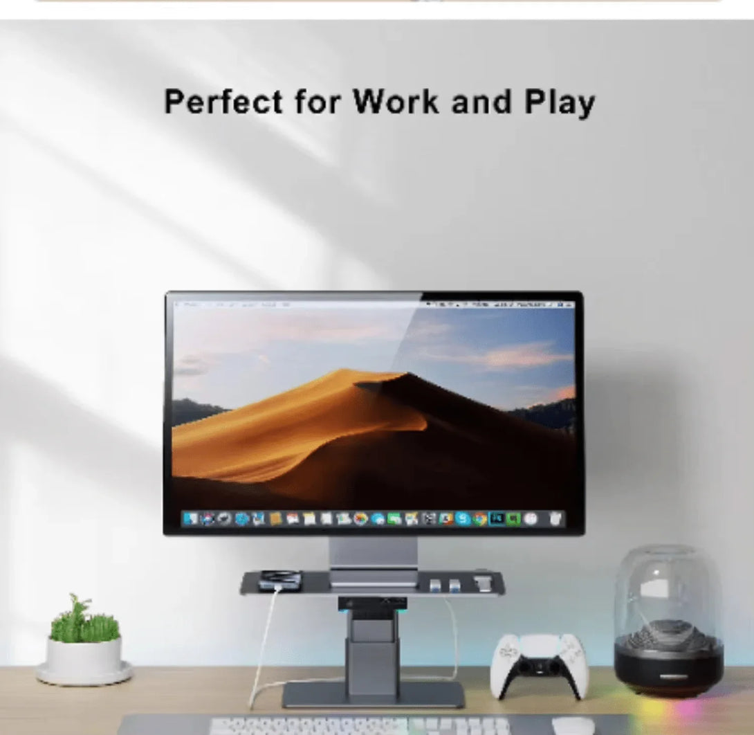 iDock Home Office Desktop Adjustable Gaming Lights Computer LED Monitor Riser Stand with USB HUB - iDock Laptopstand