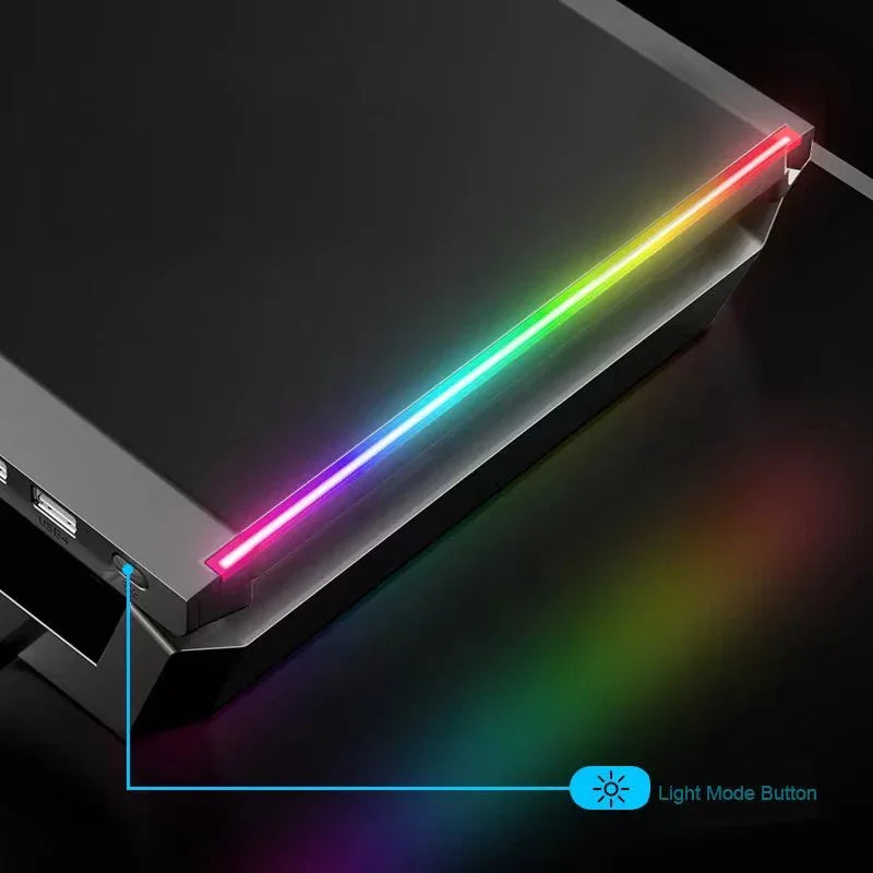 iDock Home Office Desktop Foldable Gaming Lights Computer RGB Monitor Riser Stand with USB HUB and Drawer - iDock Laptopstand