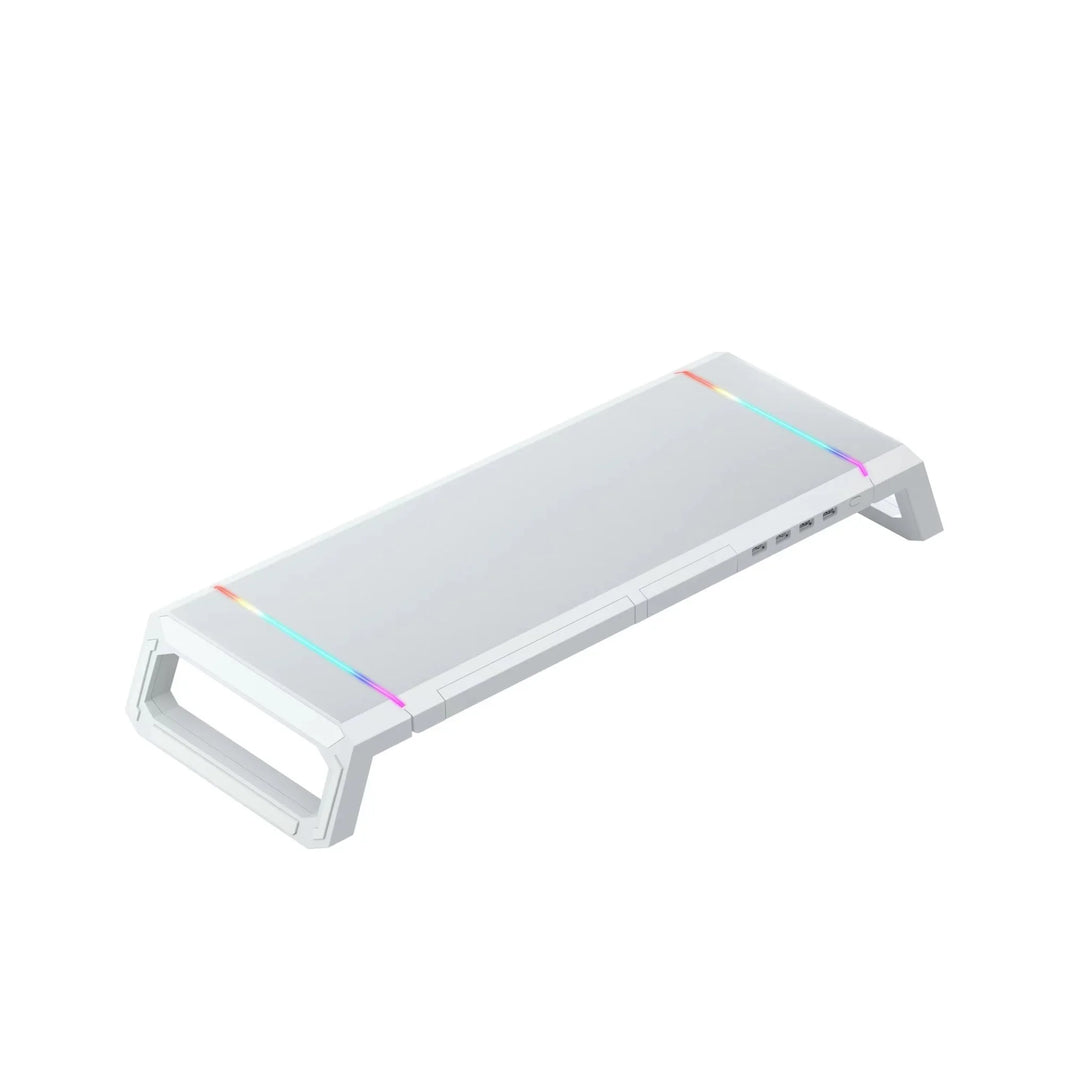 iDock Home Office Desktop Foldable Gaming Lights Computer RGB Monitor Riser Stand with USB HUB and Drawer - iDock Laptopstand