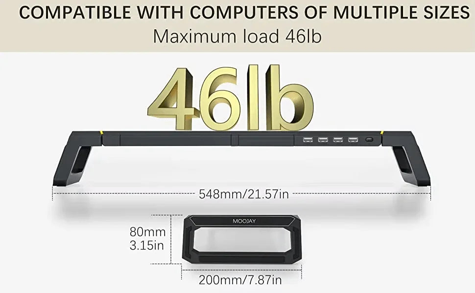 iDock Home Office Desktop Foldable Gaming Lights Computer RGB Monitor Riser Stand with USB HUB and Drawer - iDock Laptopstand