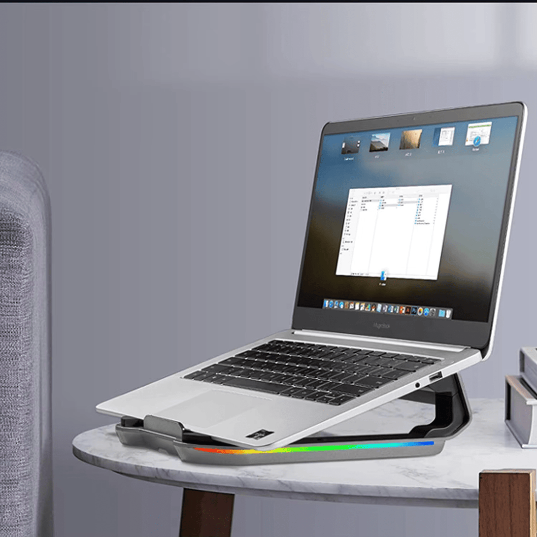 iDock Laptop Stand with USB C HUB Aluminum Laptops Mount Computer Stand with RGB Lights 10 Modes 1.1LB 4 Port USB 3.0 - iDock Laptopstand