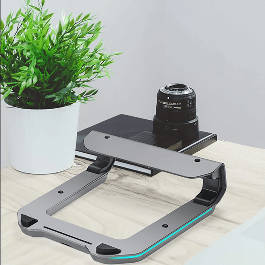 iDock Laptop Stand with USB C HUB Aluminum Laptops Mount Computer Stand with RGB Lights 10 Modes 1.1LB 4 Port USB 3.0 - iDock Laptopstand