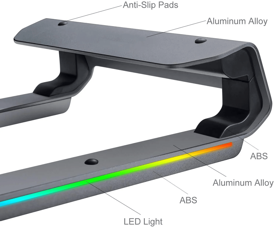 iDock Laptop Stand with USB C HUB Aluminum Laptops Mount Computer Stand with RGB Lights 10 Modes 1.1LB 4 Port USB 3.0 - iDock Laptopstand