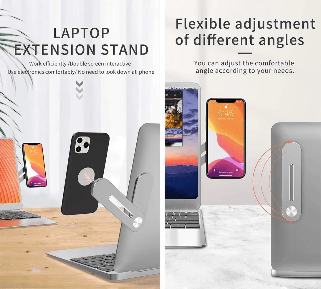 iDock Magnetic Cellphone Mount Ailikete Aluminum Folding Bracket Side Mount Smartphone Holder on Laptop Smartphone Stand - iDock Laptopstand