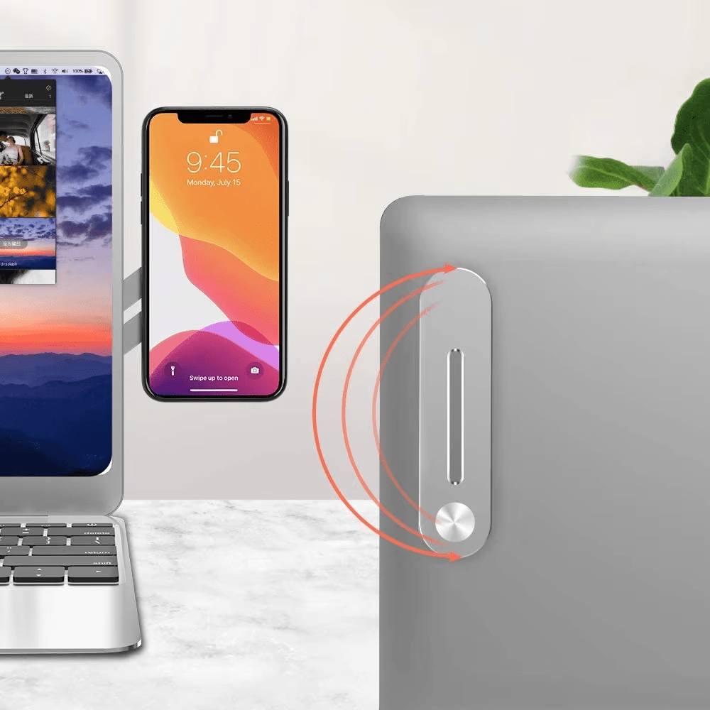 iDock Magnetic Cellphone Mount Ailikete Aluminum Folding Bracket Side Mount Smartphone Holder on Laptop Smartphone Stand - iDock Laptopstand