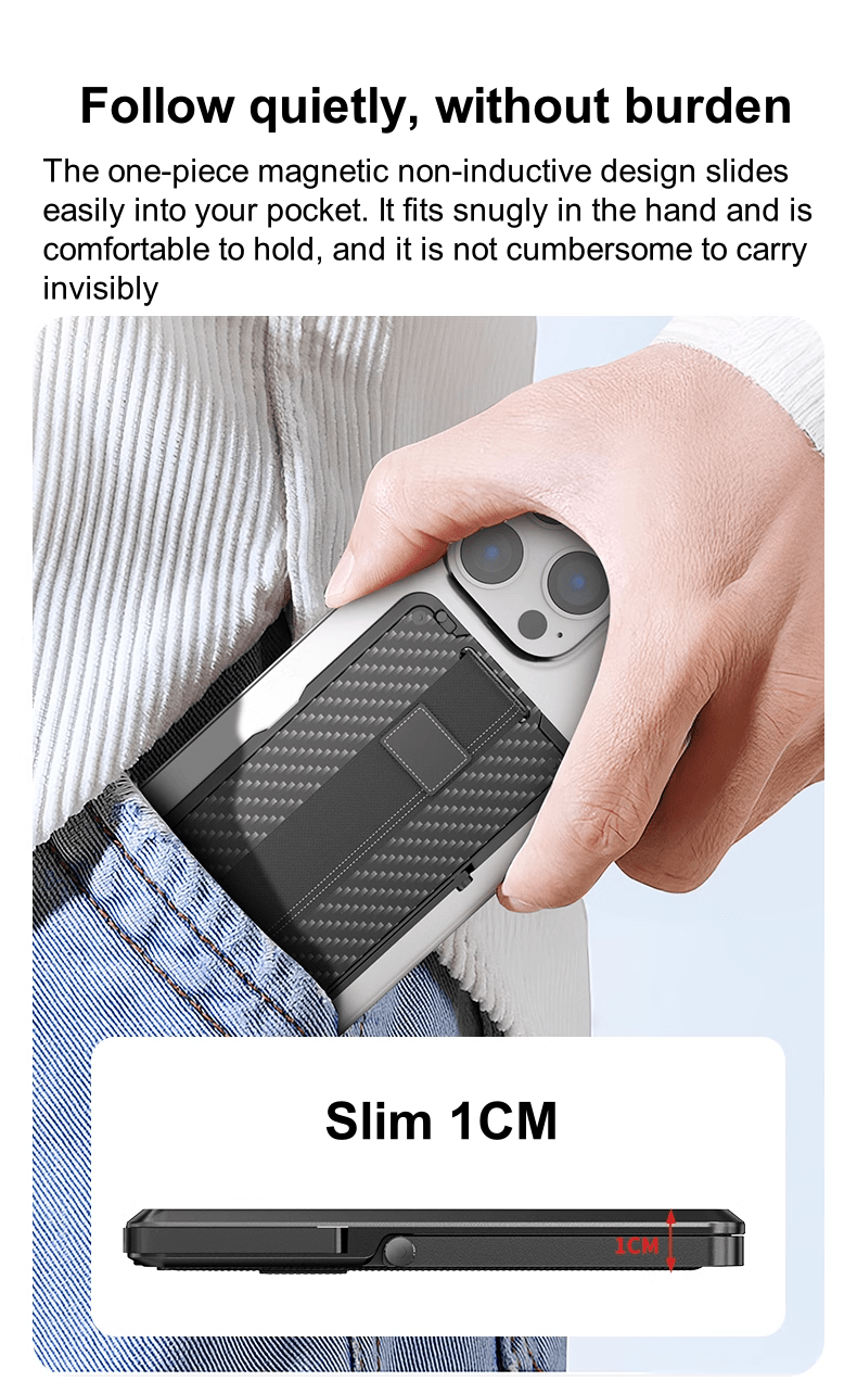 iDock Magsafe Magnetic Card Holder Adjustable Ring Clasp Holder Carbon Fiber Anti - theft Wallet for Apple iPhone16/Plus/Pro/Pro Max Live Shooting Selfie Carry - iDock Laptopstand