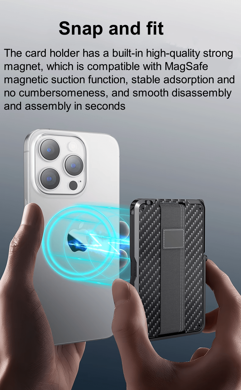 iDock Magsafe Magnetic Card Holder Adjustable Ring Clasp Holder Carbon Fiber Anti - theft Wallet for Apple iPhone16/Plus/Pro/Pro Max Live Shooting Selfie Carry - iDock Laptopstand