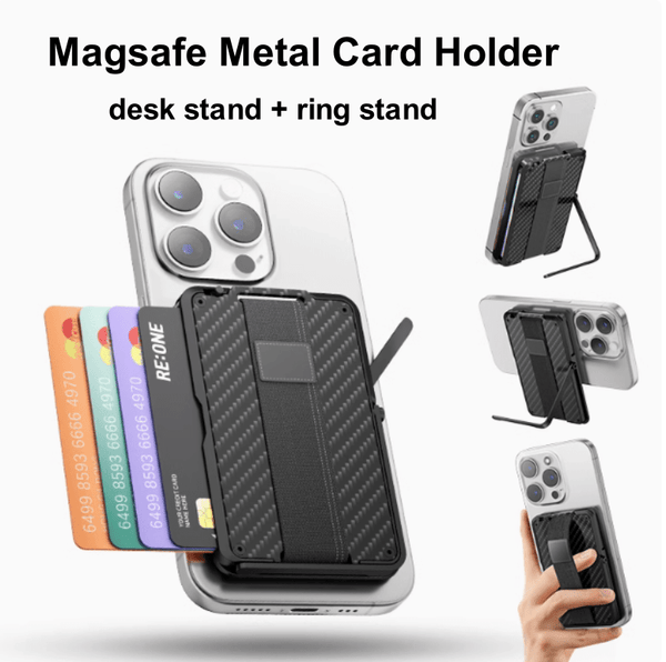 iDock Magsafe Magnetic Card Holder Adjustable Ring Clasp Holder Carbon Fiber Anti - theft Wallet for Apple iPhone16/Plus/Pro/Pro Max Live Shooting Selfie Carry - iDock Laptopstand