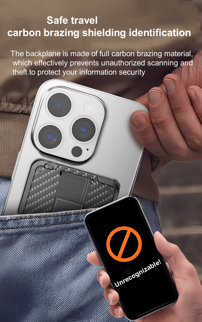 iDock Magsafe Magnetic Card Holder Adjustable Ring Clasp Holder Carbon Fiber Anti - theft Wallet for Apple iPhone16/Plus/Pro/Pro Max Live Shooting Selfie Carry - iDock Laptopstand