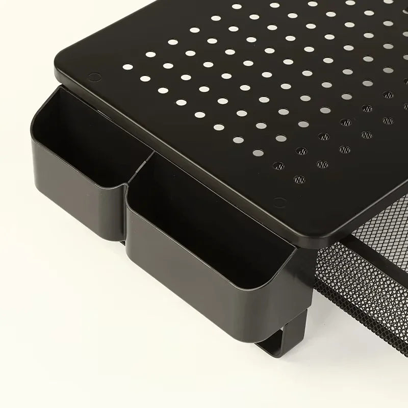 iDock Metal Mesh Printer Holder Desk with Pull Out Storage Organizer Drawer Monitor Stand Riser - iDock Laptopstand