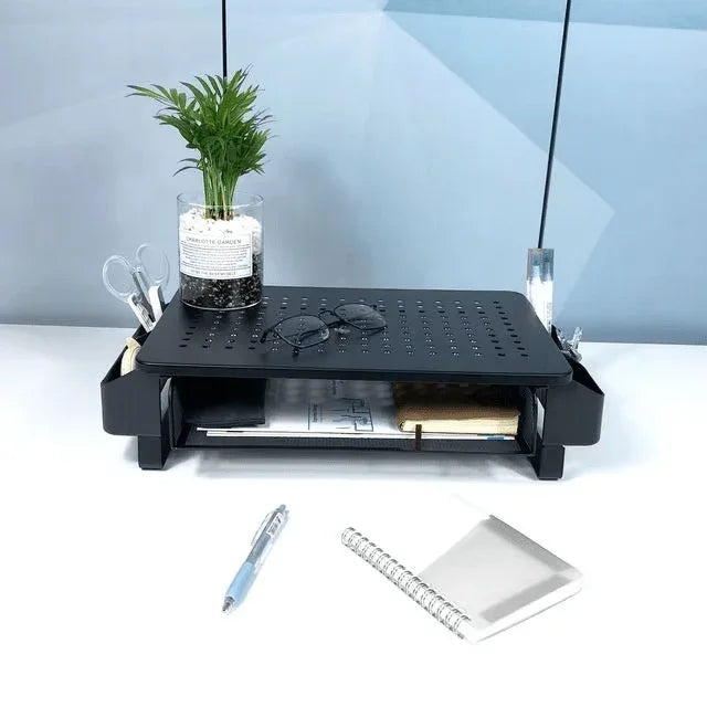 iDock Metal Mesh Printer Holder Desk with Pull Out Storage Organizer Drawer Monitor Stand Riser - iDock Laptopstand