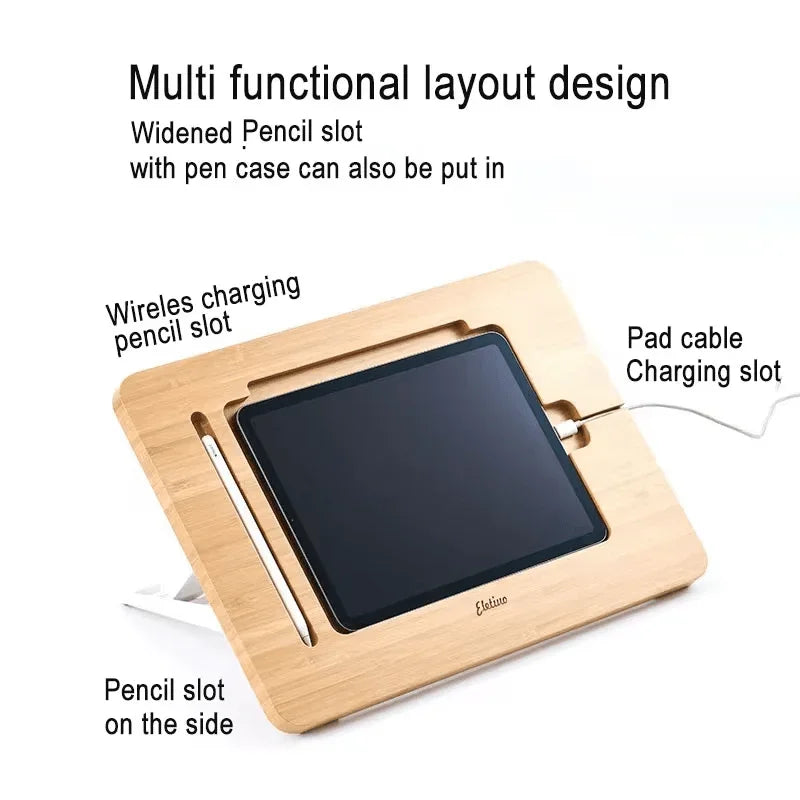 iDock Multi - Angle Adjustable Folding Bamboo Drawing iPad Holder Stand For iPad 11 inch 12.9 inch - iDock Laptopstand