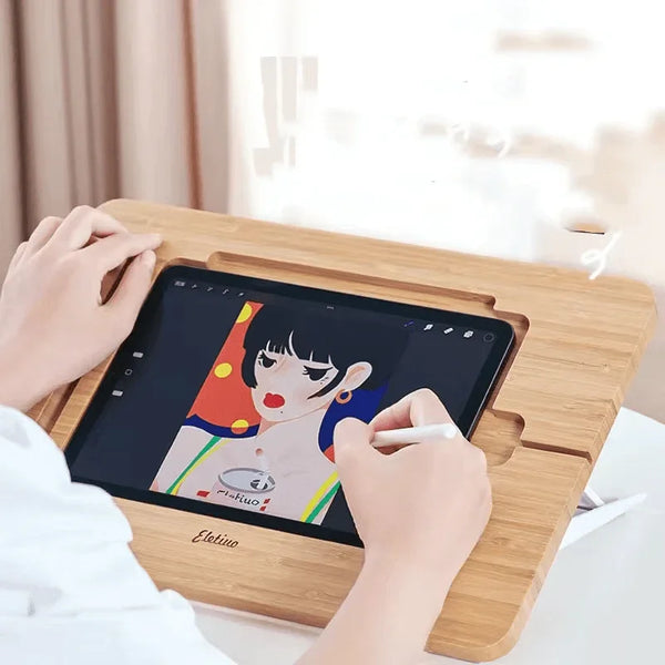 iDock Multi - Angle Adjustable Folding Bamboo Drawing iPad Holder Stand For iPad 11 inch 12.9 inch - iDock Laptopstand
