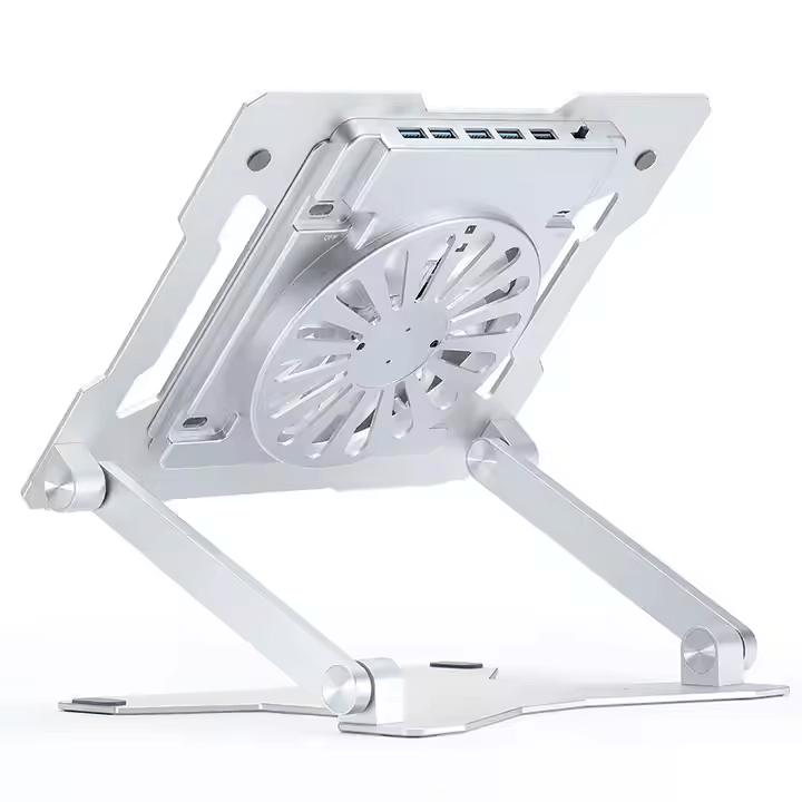 iDock Multi - functional Aluminum Ergonomic Height Angle Adjustable Computer Holder with 3.0 or 2.0 USB HUB Laptop Stand with Fan - iDock Laptopstand