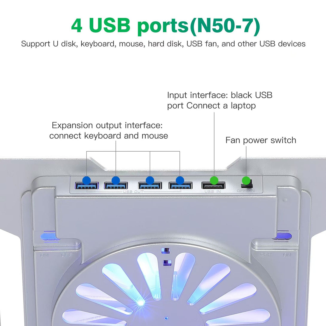 iDock Multi - functional Aluminum Ergonomic Height Angle Adjustable Computer Holder with 3.0 or 2.0 USB HUB Laptop Stand with Fan - iDock Laptopstand