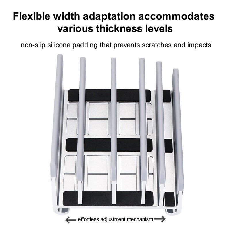 iDock New Multi - Slot Vertical Stand for Laptops and Tablets with Manual Adjustment and Aluminum Alloy Design - iDock Laptopstand