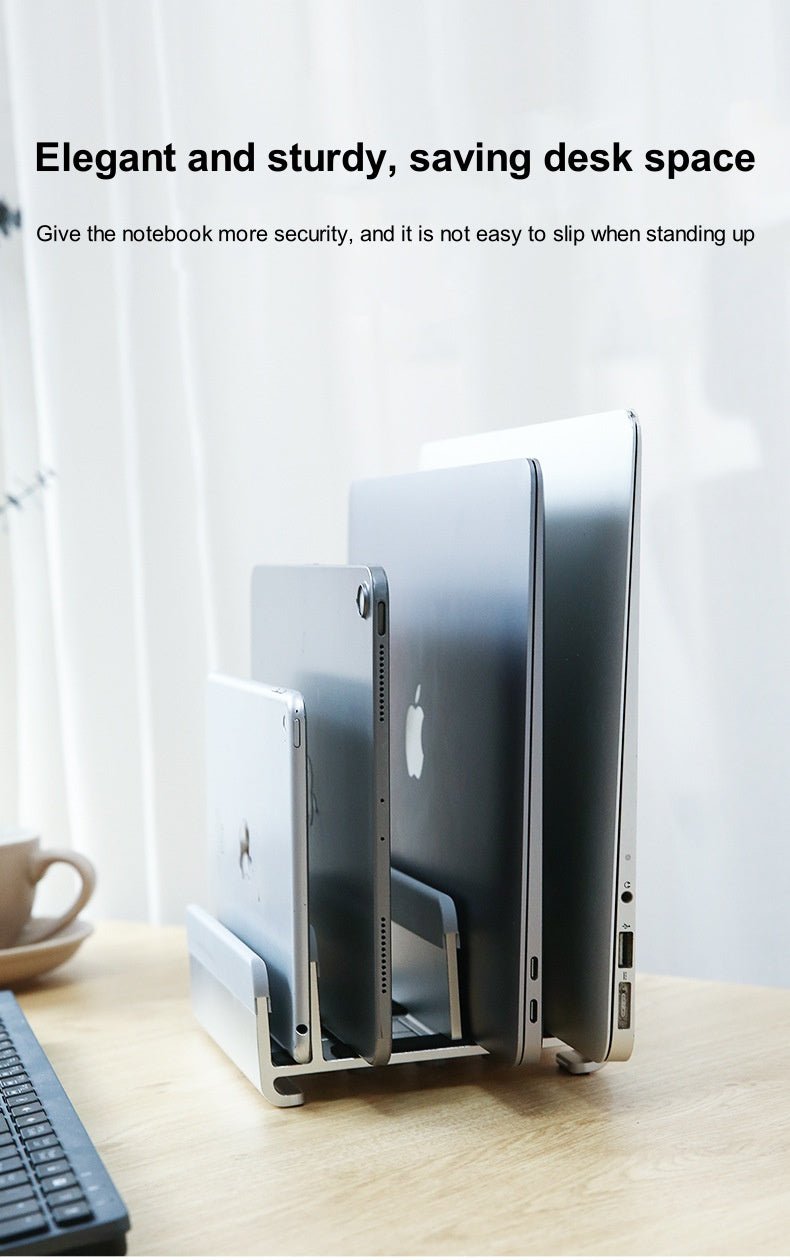 iDock New Multi - Slot Vertical Stand for Laptops and Tablets with Manual Adjustment and Aluminum Alloy Design - iDock Laptopstand