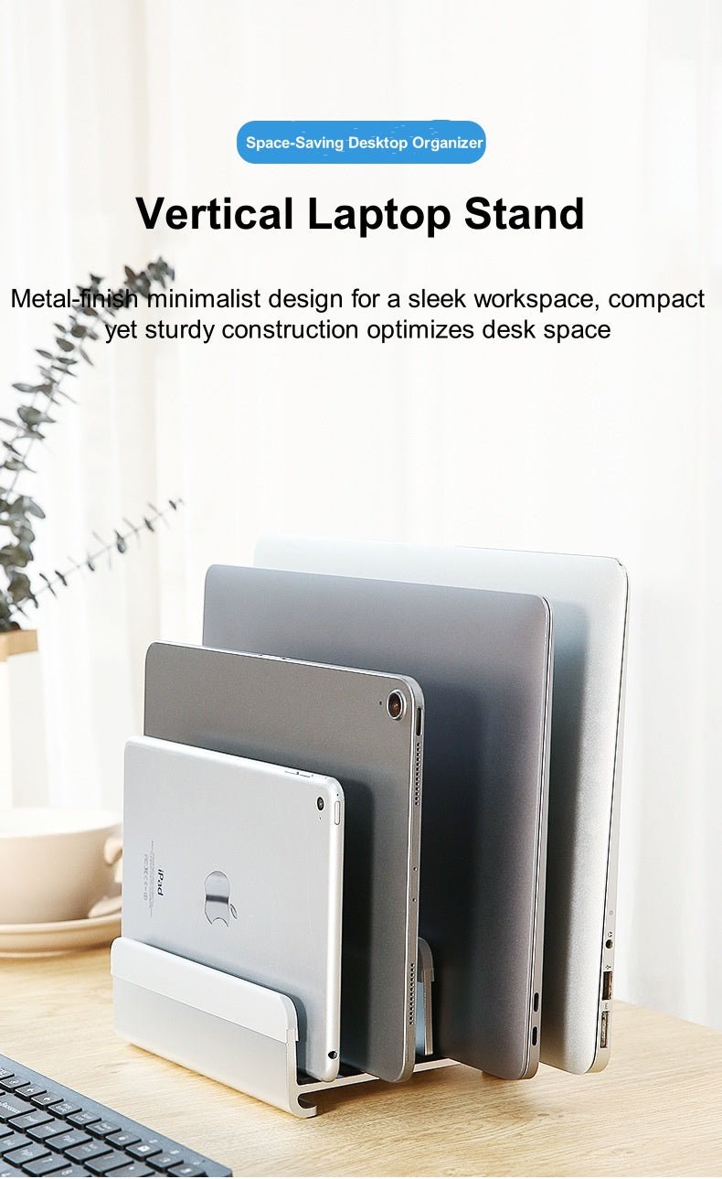 iDock New Multi - Slot Vertical Stand for Laptops and Tablets with Manual Adjustment and Aluminum Alloy Design - iDock Laptopstand