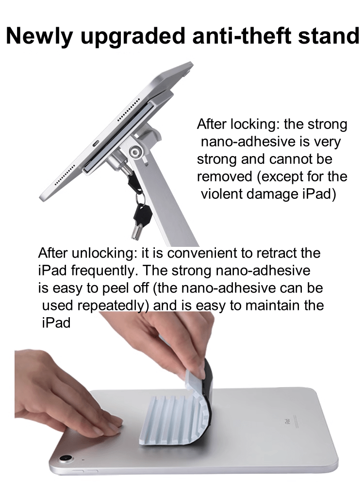 iDock Newly Tablet Cashier Stand Order Anti - theft Stand with Lock Face Recognition Desktop Aluminum Alloy Universal iPad Holder - iDock Laptopstand