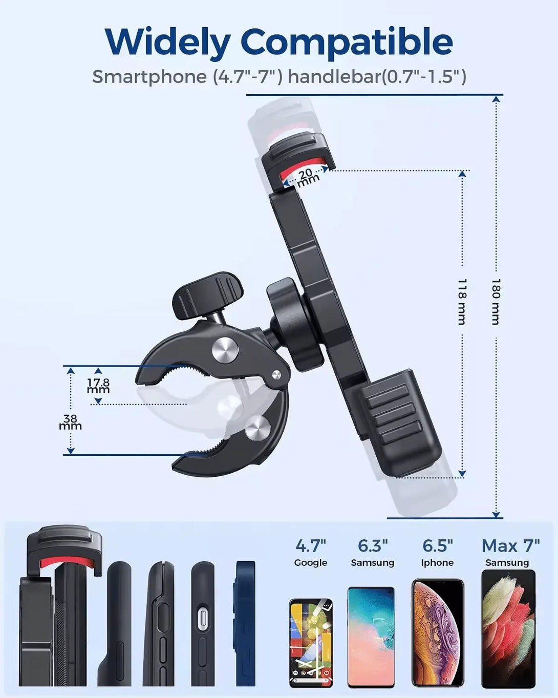 iDock One - Hand Operation Bike Phone Holder Mount Waterproof Silicone Motorcycle Handlebar Mobile Phone Clamp ATV Scooter - iDock Laptopstand