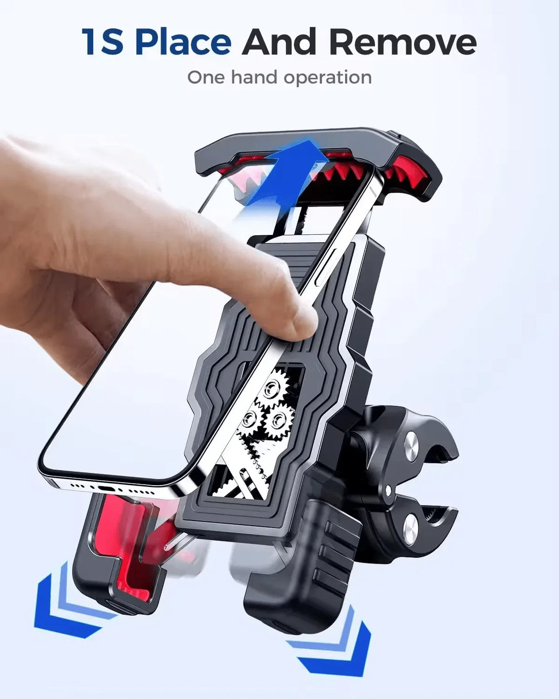iDock One - Hand Operation Bike Phone Holder Mount Waterproof Silicone Motorcycle Handlebar Mobile Phone Clamp ATV Scooter - iDock Laptopstand