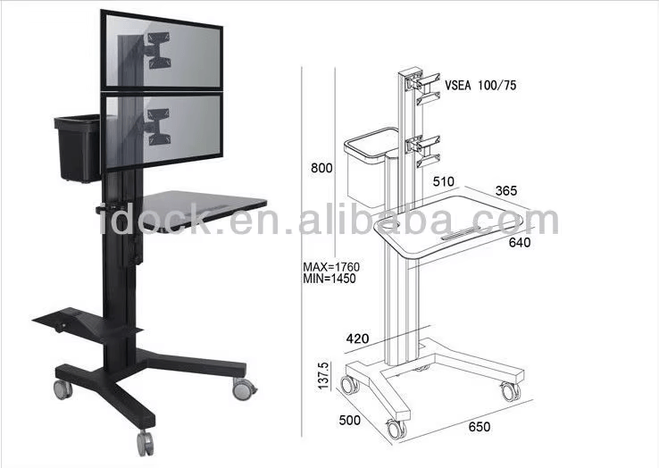 iDock PC Mobile Computer Cart Computer Table Laptop Table - iDock Laptopstand