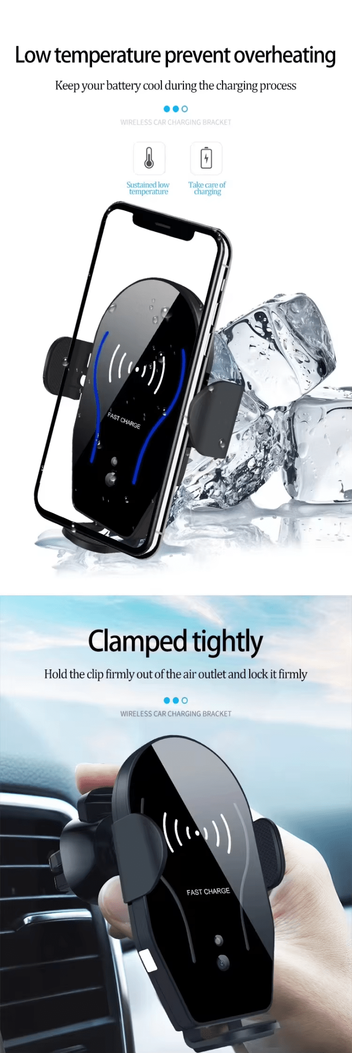 iDock Portable 2 in 1 Infrared Induction Car Wireless Charging Stand for Phone - iDock Laptopstand